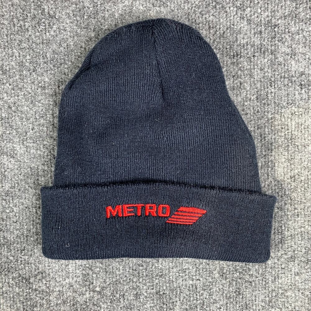Port & Company‎ Beanie Mens OSFA Navy Blue Metro Logo Fleece Lined Cuffed Hat